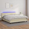 vidaXL Boxspring met matras en LED kunstleer cr&egrave;mekleurig 180x200 cm