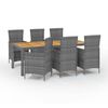 vidaXL 7-delige Tuinset met kussens poly rattan grijs
