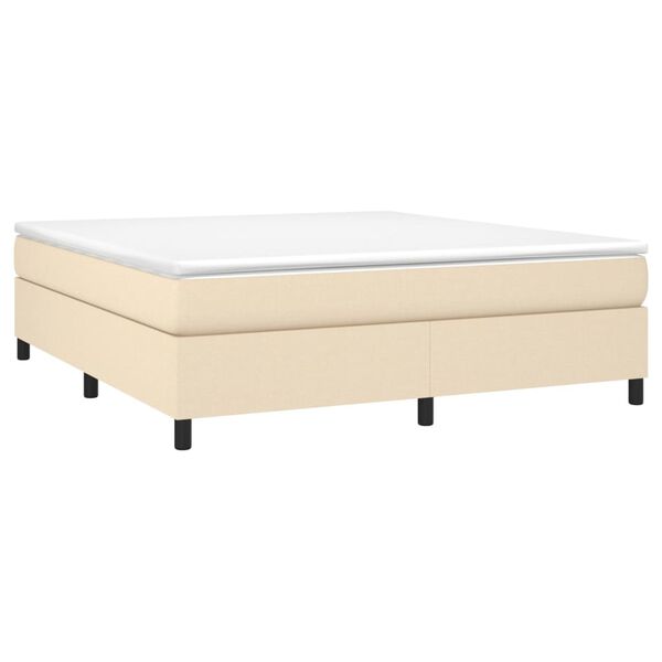 vidaXL Boxspring met matras stof cr&egrave;mekleurig 160x200 cm