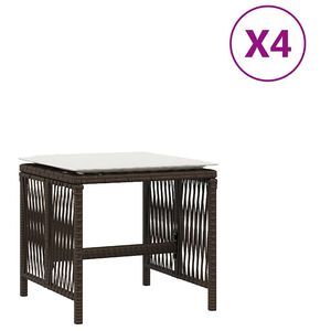 vidaXL Tuinkrukken 4 st met kussens 41x41x36 cm poly rattan bruin