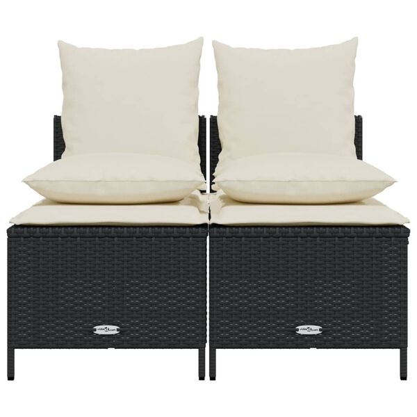 vidaXL 4-delige Loungeset met kussens poly rattan zwart