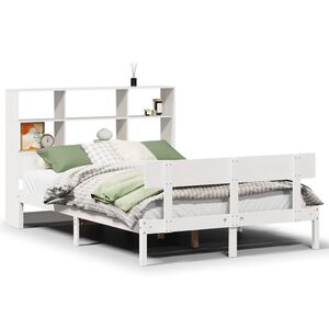 vidaXL Bed met boekenkast zonder matras grenenhout wit 120x190 cm