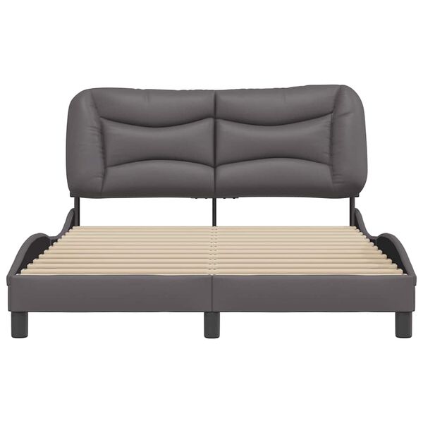 vidaXL Bedframe zonder matras "Hvar" kunstleer grijs 140x200 cm