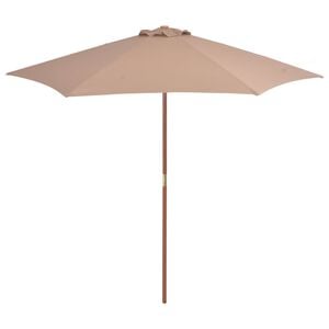 vidaXL Parasol met houten paal 270 cm taupe