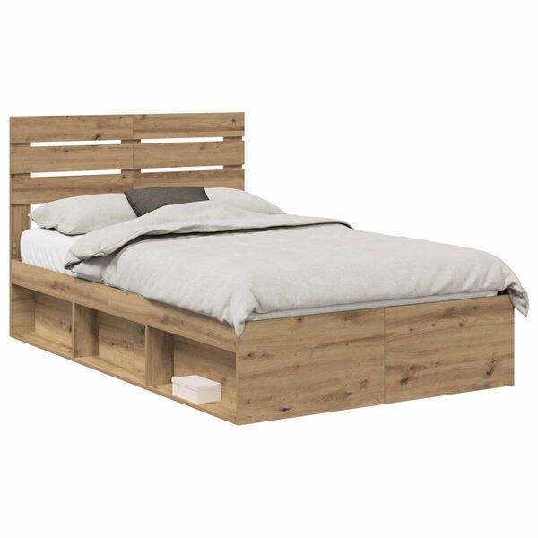 vidaXL Bedframe Ambachtelijk eiken 120 x 190 cm Massief grenenhout