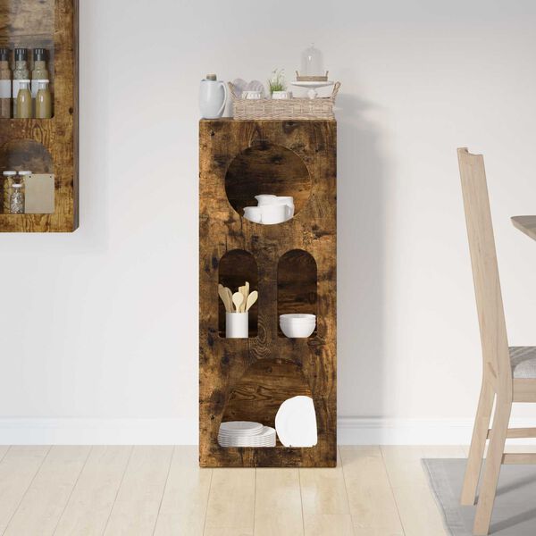 vidaXL Dressoir Gerookt eiken 40 x 35 x 100,5 cm Bewerkt hout