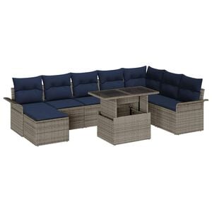 vidaXL Tuin Sofa Set 9 st Grijs [Synthetisch]: Poly Rattan