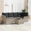 vidaXL Tuin Sofa Set met kussen 7 pcs Lichtgrijs poly rattan