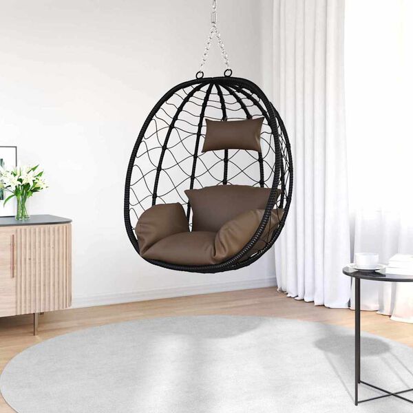 vidaXL Hangende ei-stoel Koffiebruin 91.5 x 60 x 110 cm poly rattan