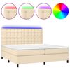 vidaXL Boxspring met matras en LED stof cr&egrave;mekleurig 200x200 cm