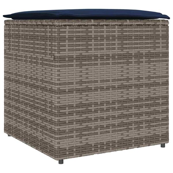 vidaXL Kussenbox met opslag Grijs 50 x 50 x 50 cm poly rattan