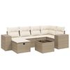vidaXL 7-delige Loungeset met kussens poly rattan beige