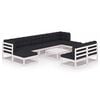 vidaXL 10-delige Loungeset met kussens massief grenenhout wit