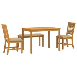 vidaXL Eetkamerset 4 st Beige Massief Eikenhout