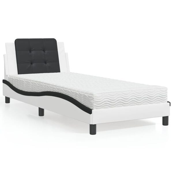 vidaXL Bedframe zonder matras "Zadar" kunstleer zwart en wit 80x200 cm