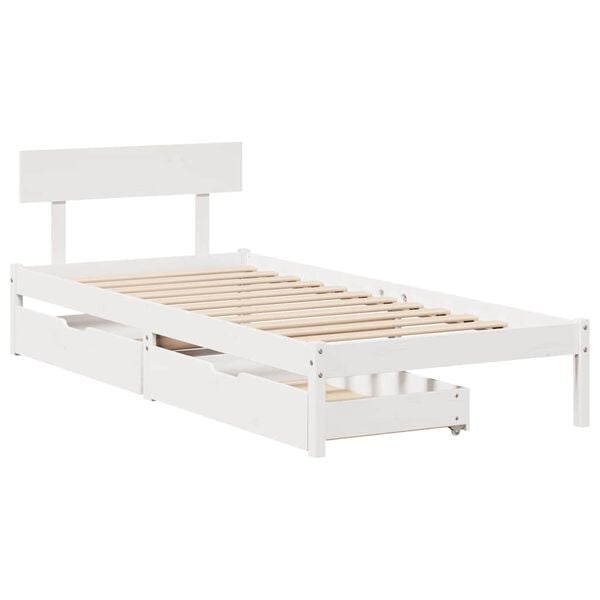 vidaXL Bedframe zonder matras massief grenenhout wit 140x200 cm