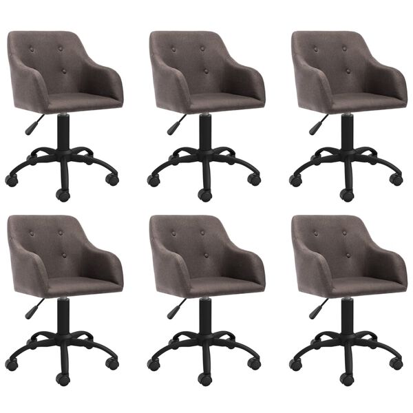 vidaXL Eetkamerstoelen draaibaar 6 st stof taupe