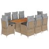vidaXL 9-delige Tuinset met kussens poly rattan gemengd beige