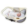 DERYAN Reisbedje Infant Baby Luxe met klamboe pop-up cr&egrave;mekleurig