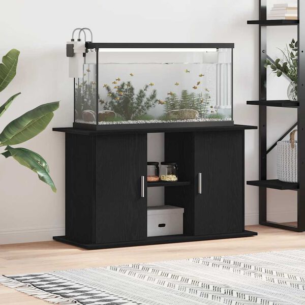 vidaXL Aquariumstandaard Zwart Eiken 101x41x58 cm Bewerkt Hout