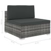 vidaXL 6-delige Loungeset met kussens poly rattan grijs