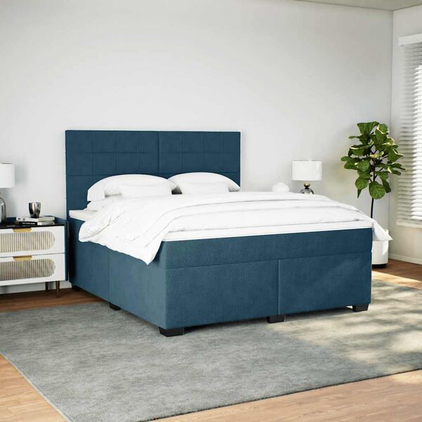 vidaXL Boxspring met matras fluweel blauw 180x200 cm