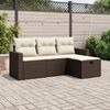 vidaXL 4-delige Loungeset met kussens poly rattan bruin
