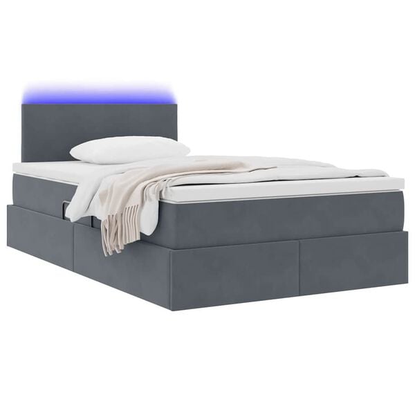 vidaXL Opbergbed met LED met matras Donkergrijs 120 x 200 cm Fluweel