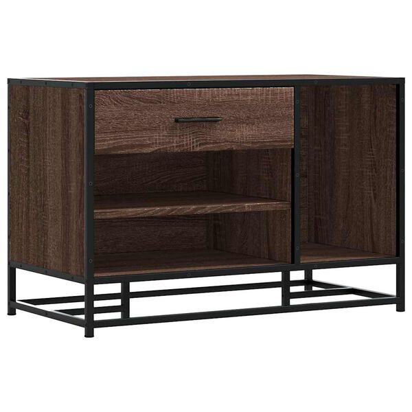 vidaXL Schoenenbank 80x40x53,5 cm bewerkt hout en metaal bruin eiken
