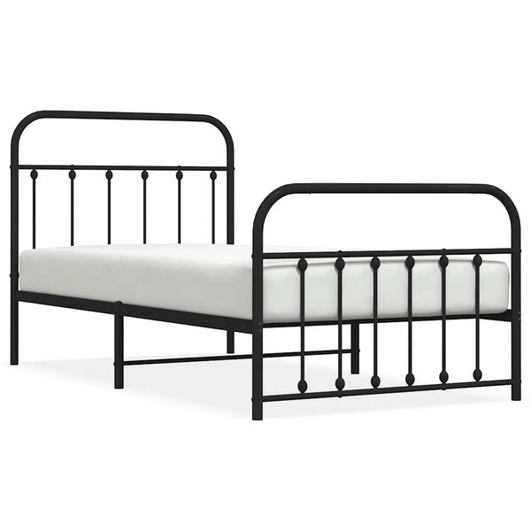 vidaXL Bedframe met hoofd- en voeteneinde metaal zwart 100x190 cm