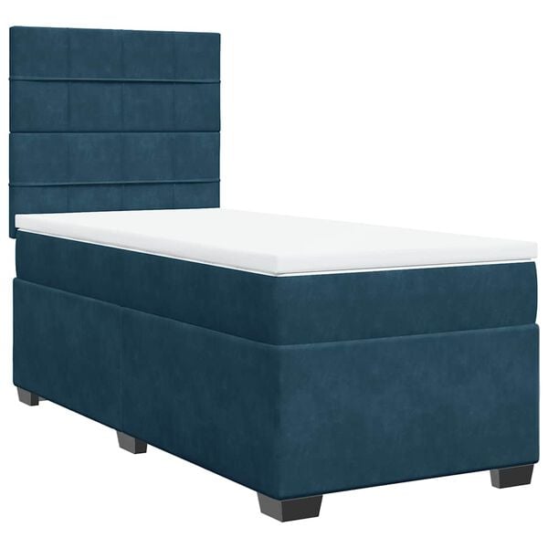 vidaXL Boxspring met matras fluweel blauw 90x190 cm