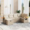 vidaXL 6-delige Loungeset met kussens poly rattan beige