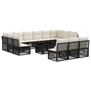 vidaXL Tuinbankenset 14 st Zwart 100 x 55 x 73 cm poly rattan
