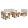vidaXL Tuinbankenset 8 st Natuurlijk en Cr&egrave;me Wit poly rattan