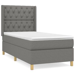 vidaXL Boxspring met matras stof donkergrijs 80x200 cm