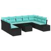 vidaXL Tuinbankenset 9 st 8-Aantal zitplaatsen Zwart en Turquoise