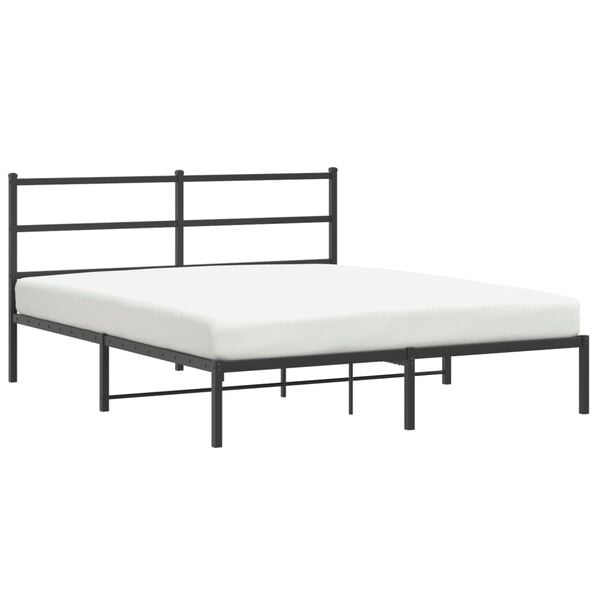 vidaXL Bedframe met hoofdbord metaal zwart 160x200 cm