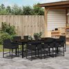 vidaXL Tuin eettafelset 9 pcs Zwart poly rattan