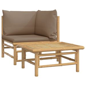 vidaXL 2-delige Loungeset met kussens bamboe taupe