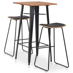 vidaXL 3-delige Barset staal zwart