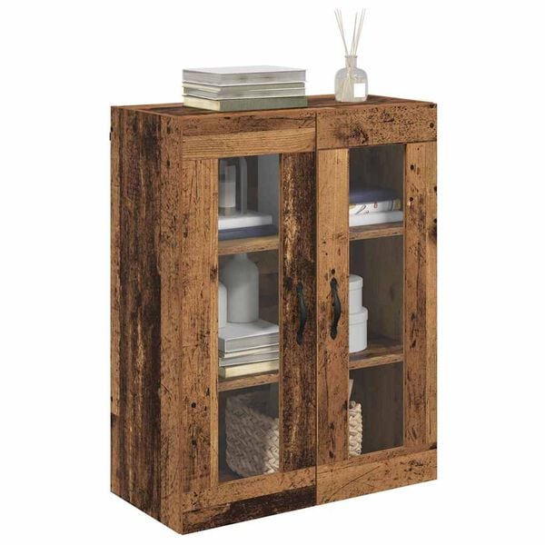vidaXL Wandkast Oud Hout 69,5 x 34 x 90 cm Geengineerd Hout en Glas