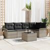 vidaXL Tuin Sofa Set met kussen met opslag 6 pcs Lichtgrijs Poly riet