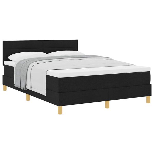 vidaXL Boxspringbed met matras met hoofdeinde Zwart 140 x 190 cm Stof