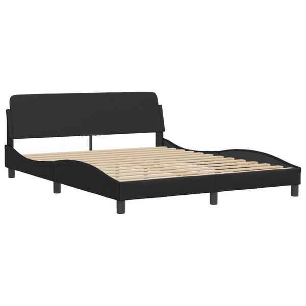 vidaXL Bed met matras "Hvar" kunstleer zwart 160x200 cm