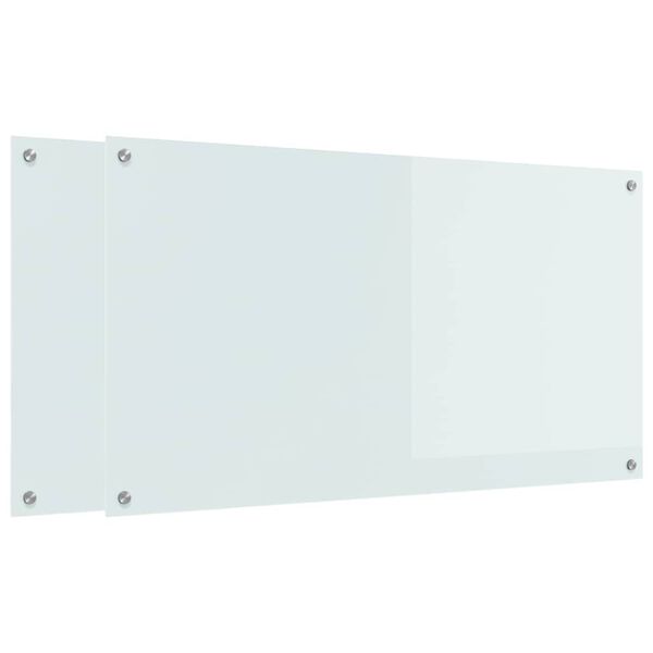 vidaXL Keuken Achterwand 2 pcs Wit 110 x 60 cm gehard glas