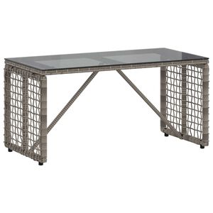 vidaXL Buiten Tafel Grijs en zwart 80 x 40 x 40 cm PE Rattan en Glas
