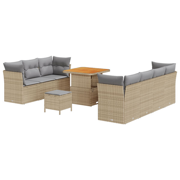 vidaXL Tuin Sofa Set met kussen met opslag 10 pcs beige en lichtgrijs