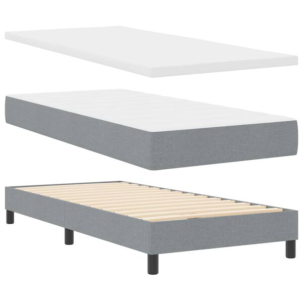 vidaXL Boxspringbed met matras Lichtgrijs 200 x 180 cm Polyester
