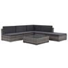 vidaXL 6-delige Loungeset met kussens poly rattan grijs