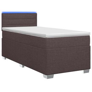 vidaXL Boxspring Bed met Matras en LED Donkerbruin 90 x 200 cm Stof